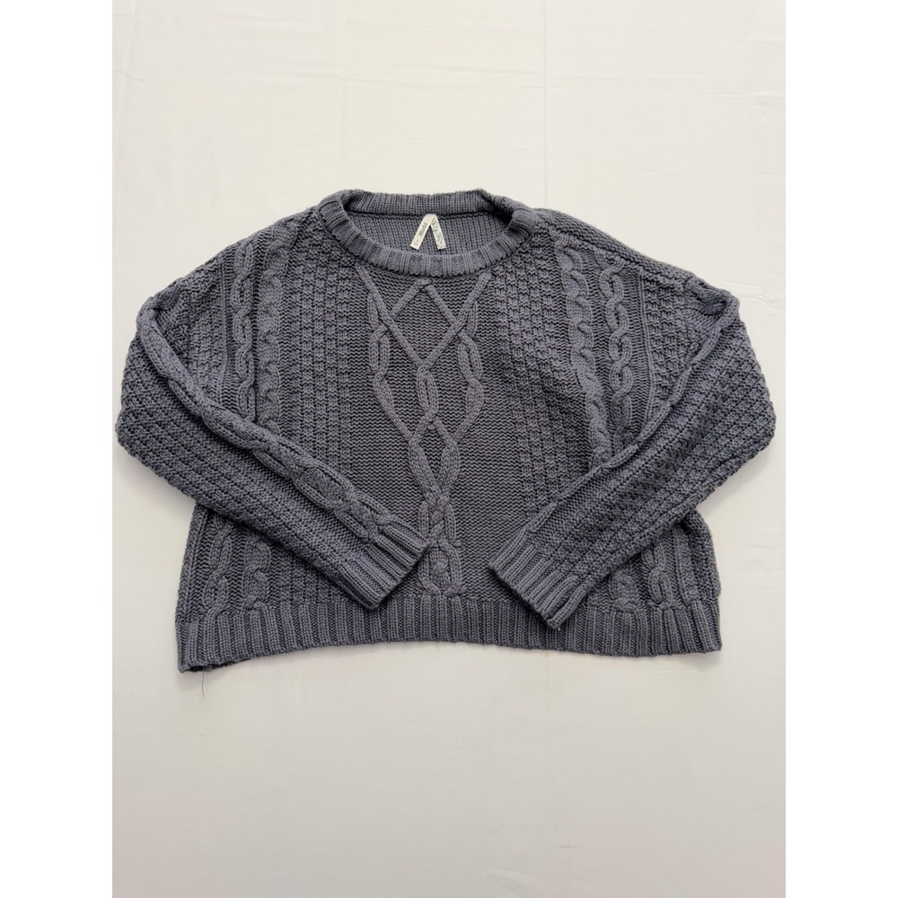 Mudd Sweater Juniors Small Gray Cable Knit Crewneck Raglan Pullover Chunky‎